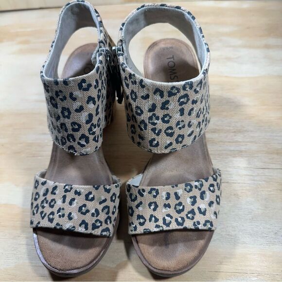 Toms Majorca Leopard Print Heeled Sandals Women’s Size 6.5 - Picture 2 of 9